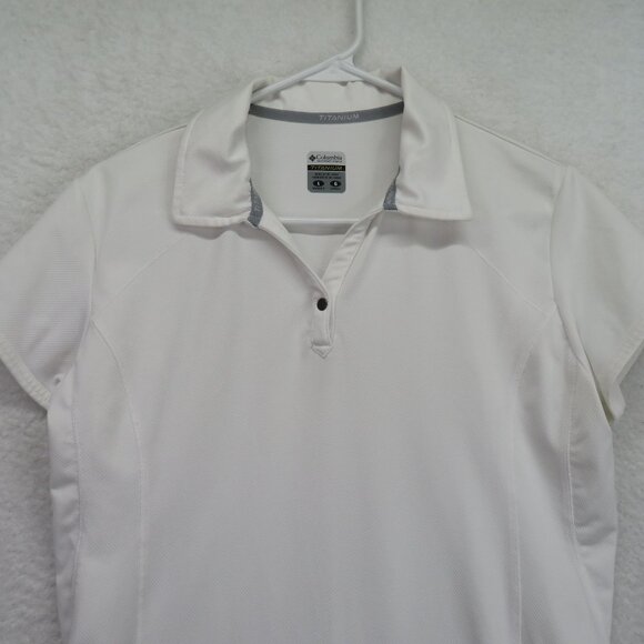 Columbia Shirt Womens Size Large White Titanium Golf Tennis 1/4 Snap V Neck - Picture 2 of 9
